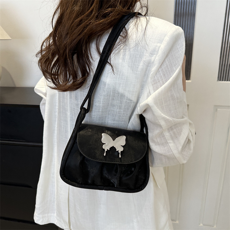 Fashionable pleated small bag for women, 2024 new autumn and winter bow saddle bag, high-end quality commuter crossbody bag Specification drawing