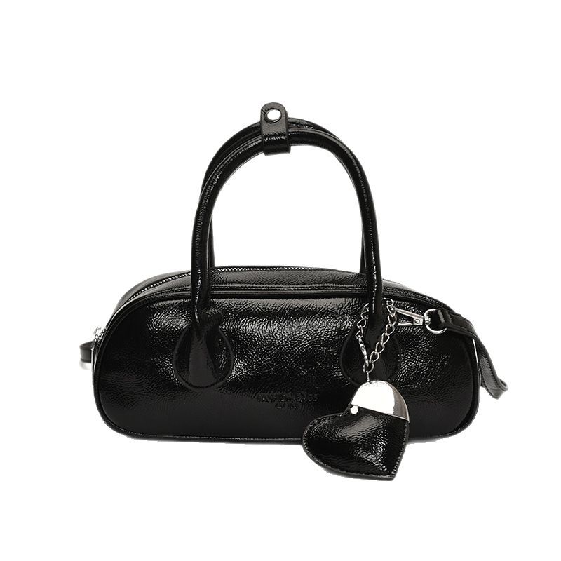 Retro lychee pattern handbag for women, 2025 new fashionable and niche Boston bag, versatile commuting single-shoulder crossbody bag Item Picture