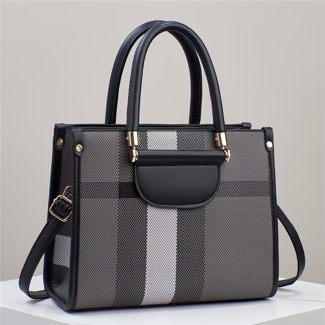 Checkered bag for women, 2024 new style hand-held shoulder crossbody bag, large-capacity commuter bag, high-end textured tote bag Specification drawing