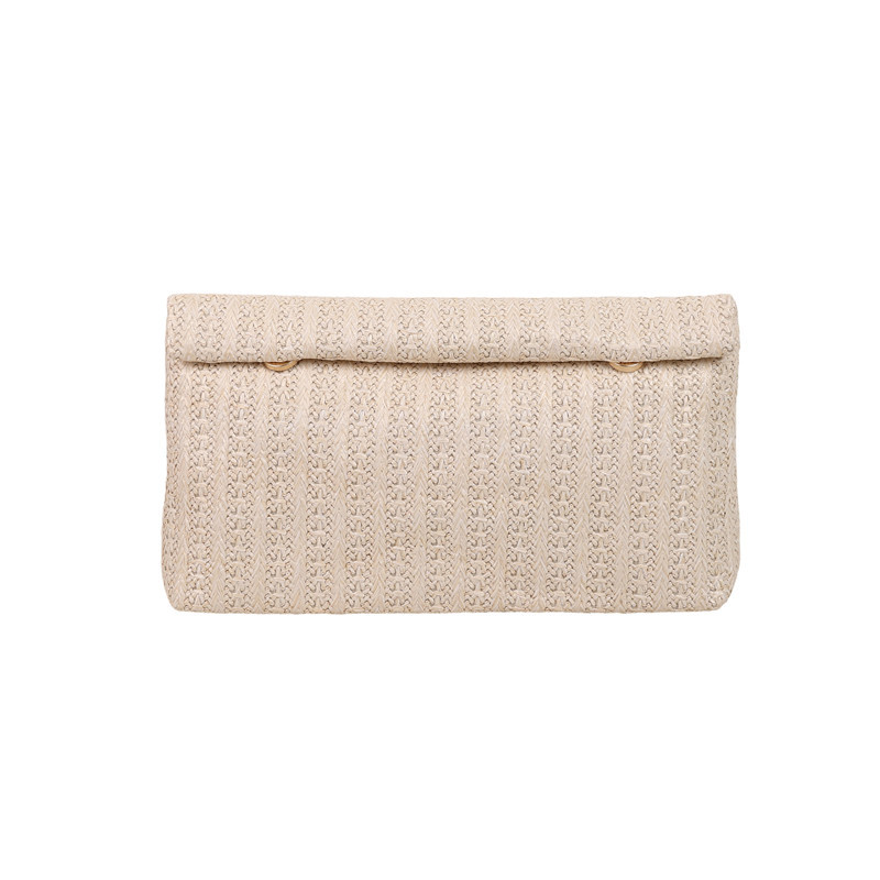2025 Large capacity, stylish new style, elegant and fashionable design, solid color, straw-woven texture, hand-held envelope women's bag Item Picture