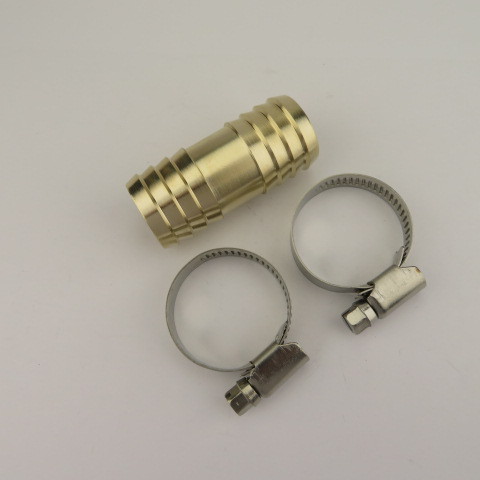 Hose connector 1-inch (25mm) brass, including hose clamp stainless steel garden hose fitting full figure