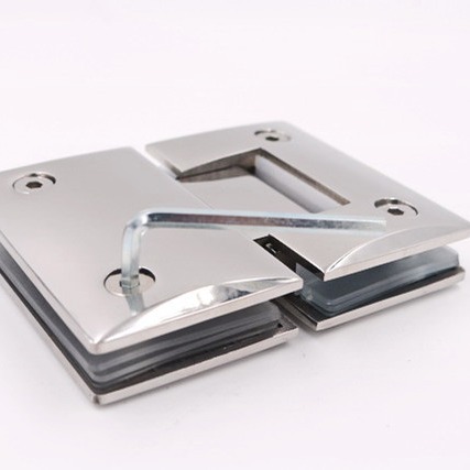 180-degree electroplated bright chrome brass bathroom clamps, square arc-shaped bathroom glass clamps, shower room hinges, wall clamps Application Scenario
