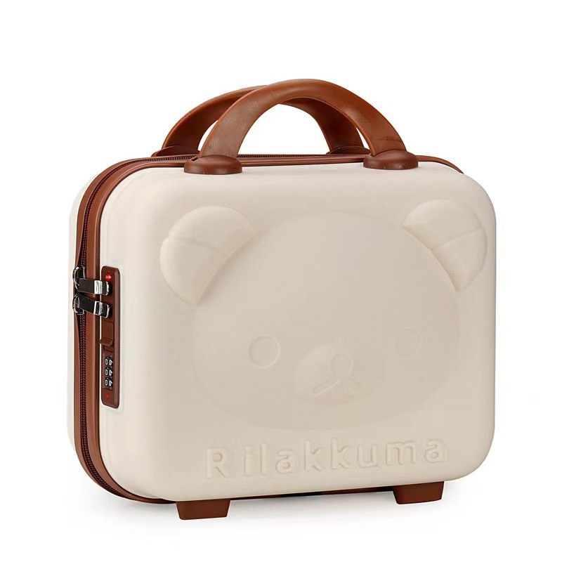 14-inch souvenir makeup box, mini carry-on suitcase, 3D cartoon bear storage box, lightweight password travel box full figure