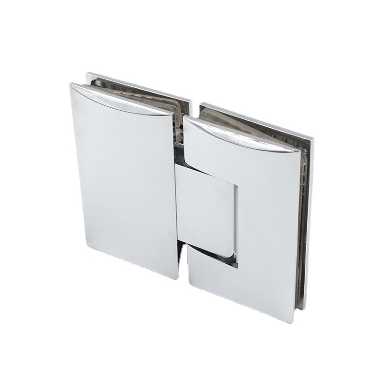 180-degree electroplated bright chrome brass bathroom clamps, square arc-shaped bathroom glass clamps, shower room hinges, wall clamps Item Picture