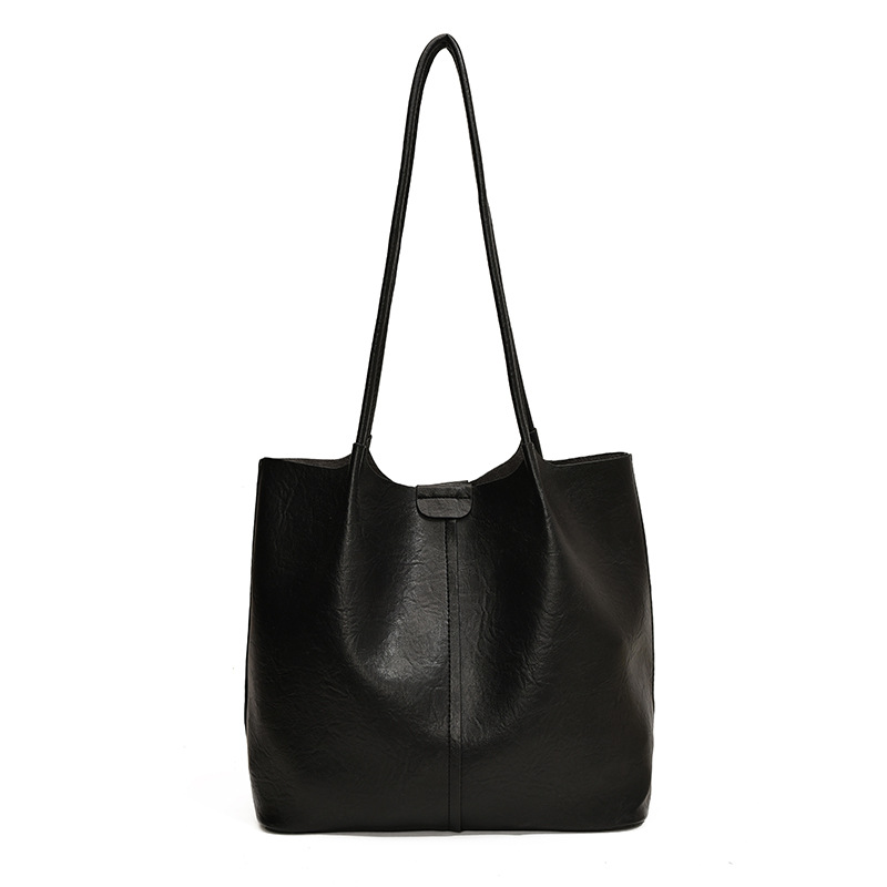A high-end, versatile solid color tote bag for women, a new 2024 trendy, simple, large-capacity casual commuting single-shoulder bag Item Picture
