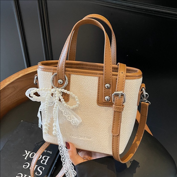 High-end handbag, simple and stylish bucket bag for women, 2025 new Korean version single-shoulder bag, fashionable color-blocking crossbody bag full figure