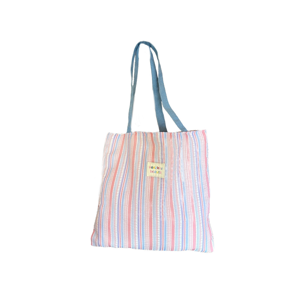46101 Striped bubble double-layer bag, large capacity, fresh pleated single-shoulder bag, new school style Tote student bag Item Picture