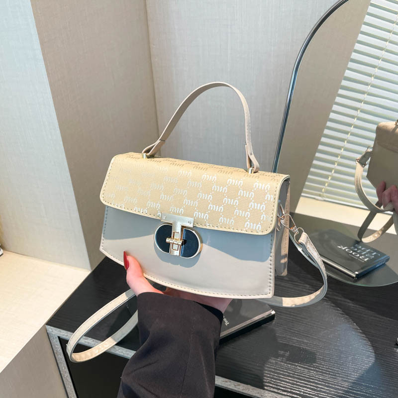 High-end quality hand-held small square bag for women, 2025 summer new fashion lock shoulder bag, commuter crossbody bag full figure