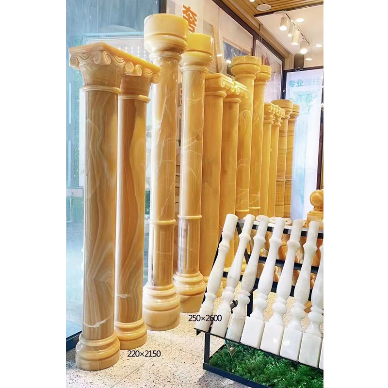 Processing of cylindrical natural marble for hotel villas, marble cylindrical floors, background walls, door casing stones, and window sills Item Picture