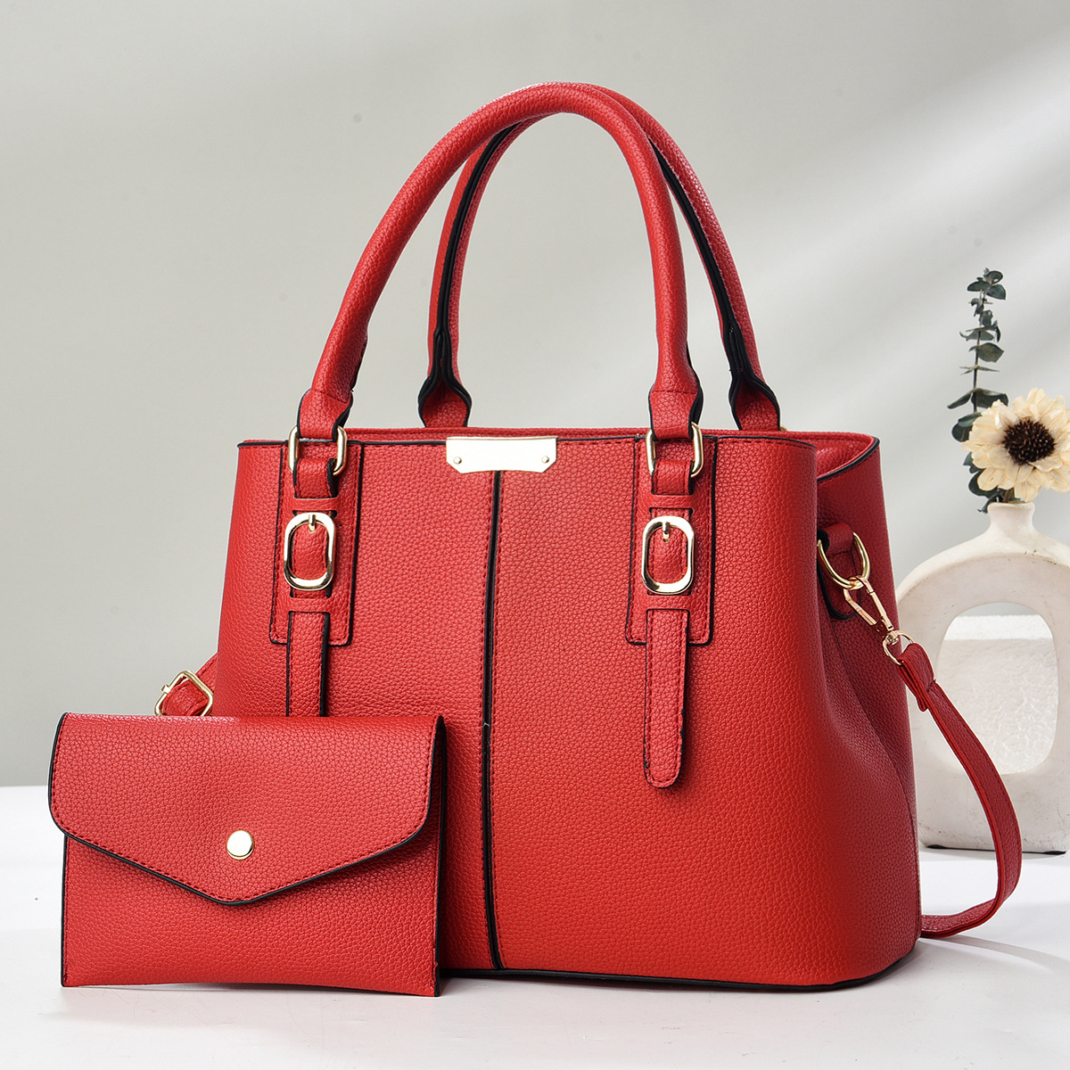 Two-piece bag set 2025 Taizhou PU women's bag, fashionable single-shoulder bag, versatile handbag, high-end for travel Application Scenario