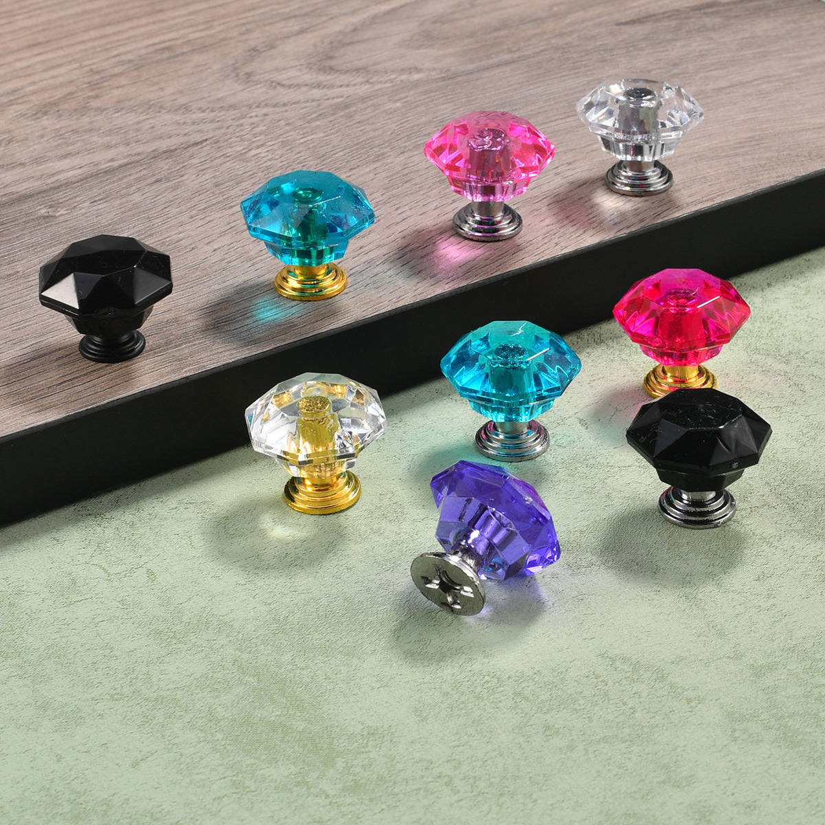 Colorful crystal drawer, diamond pull, transparent handle door, cabinet drawer, cabinet door handle, acrylic handle, plastic handle full figure