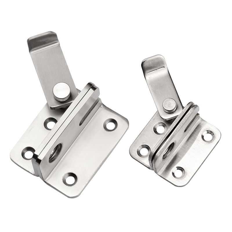 Thickened stainless steel door latch without drilling, left and right door latch, lock buckle, latch, anti-theft lock with lock hole, lock latch, door bolt Item Picture