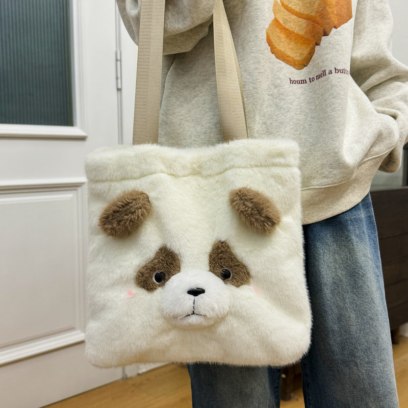 Cartoon giant panda bag 2024 New style plush toy bag, single-shoulder large-capacity tote bag, school commuting backpack Specification drawing
