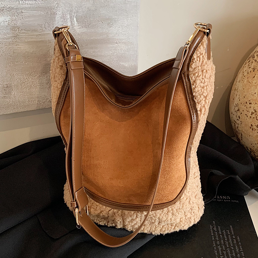 Color-blocking casual bucket bag for women, Korean style Instagram trendy and fashionable underarm bag, 2024 new high-end single-shoulder bag for women full figure