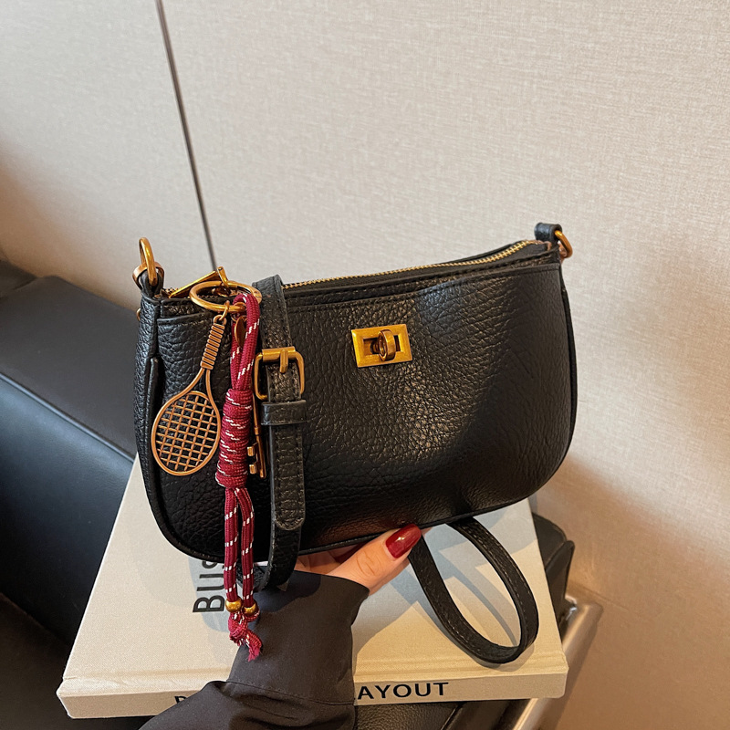 High-end lockable small square bag for women 2025 new style, fashionable, casual and versatile, single-shoulder crossbody small bag for work and commuting Specification drawing