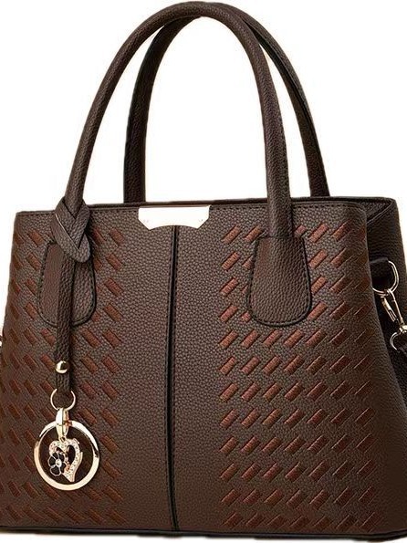 New fashionable and casual handbag, soft leather embroidered thread, middle-aged mother bag, cross-border women's bag, wear-resistant, high-quality, simple and lightweight details Picture