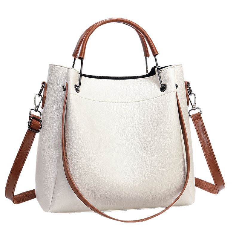 Pure leather women's bag, trendy new bucket bag, casual and simple, single-shoulder bag, fashionable and versatile, cross-border single-shoulder hand-carry Item Picture
