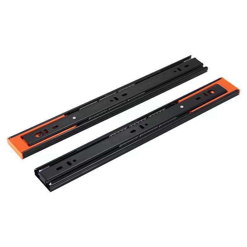 Extra-thick buffer damping drawer guide rail ball rebound track, universal stainless steel silent three-section drawer slide rail Item Picture