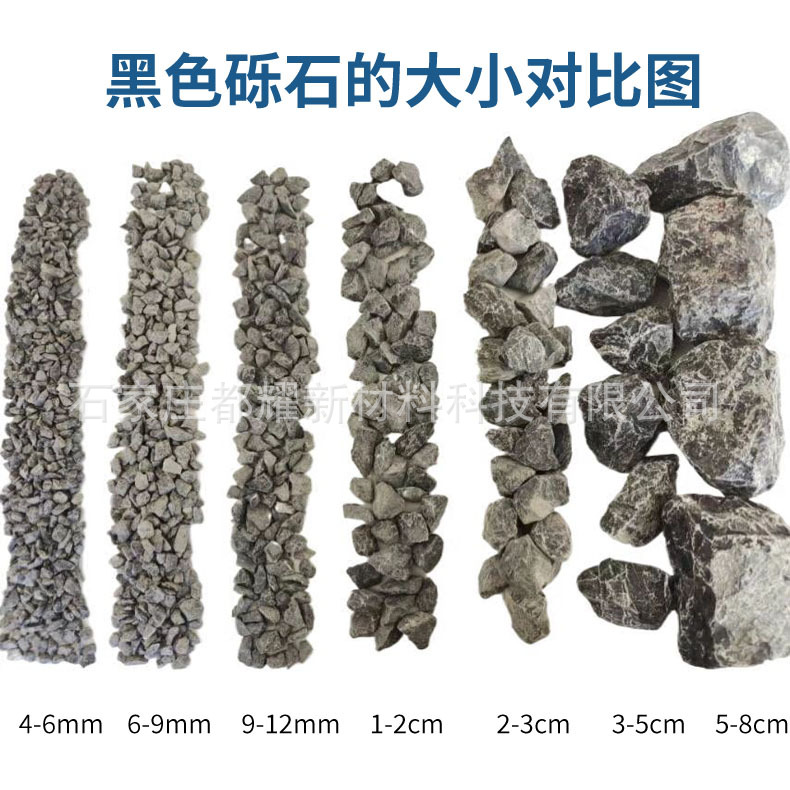 Factory stock of black gravel, washed stone, construction small crushed stones, garden washed rice stones, mountain and water landscape permeable road stones Application Scenario