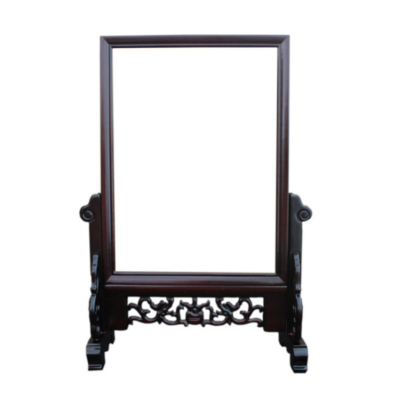 Redwood partition, solid wood screen, marble calligraphy and painting framing frame, screen, photo frame, display table, wooden table screen full figure