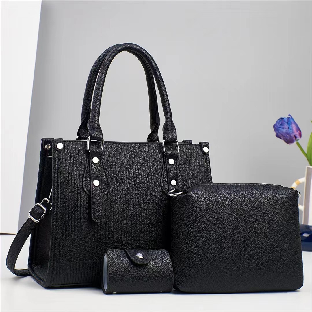 New three-piece cross-border trade women's bag set, mother and child bag, hand-held large-capacity single-shoulder crossbody bag, one-piece consignment for women details Picture