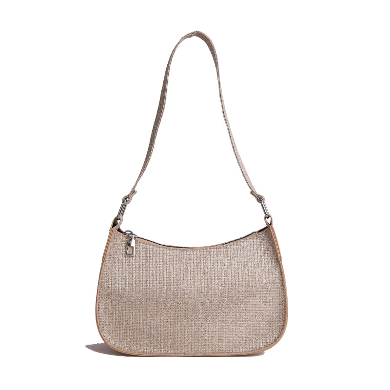 Solid color texture bag for women 2025 new baguette bag, retro hand-held underarm bag, stylish single-shoulder commuter bag for young women Item Picture