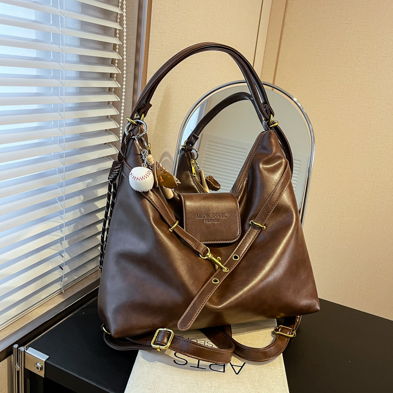 Retro commuter tote bag for women, large capacity 2024 new model, niche design, single-shoulder crossbody bag, lightweight backpack Specification drawing