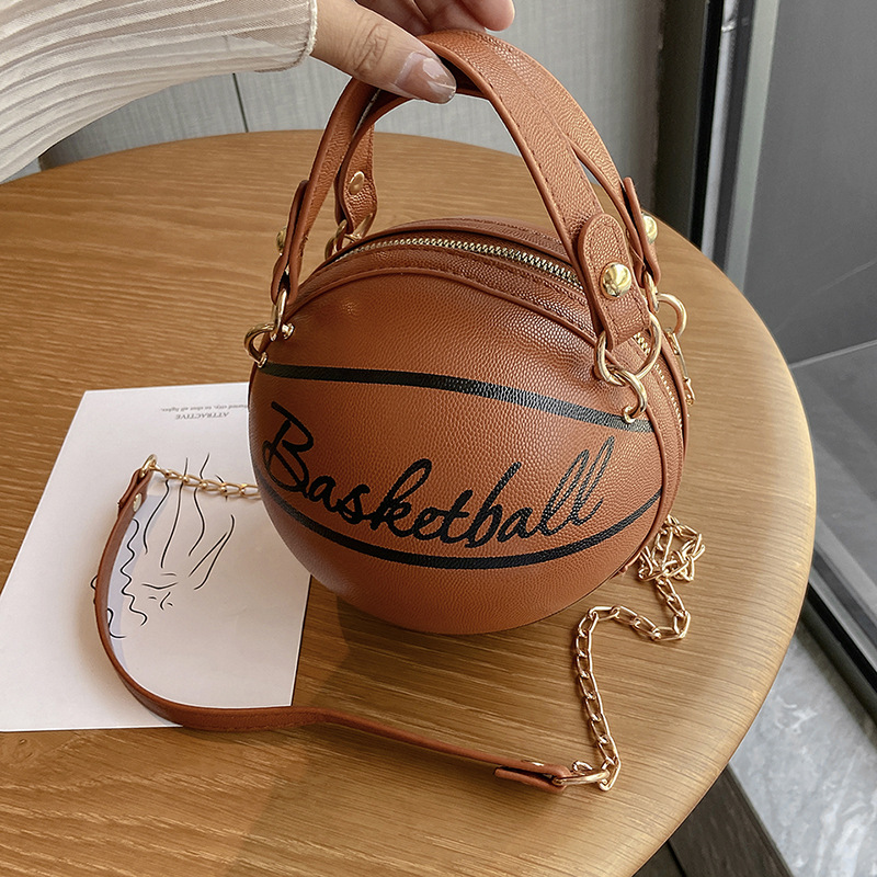 Personalized round ball bag 2023 new style women's bag, trendy and stylish chain basketball bag, versatile ins crossbody small bag full figure