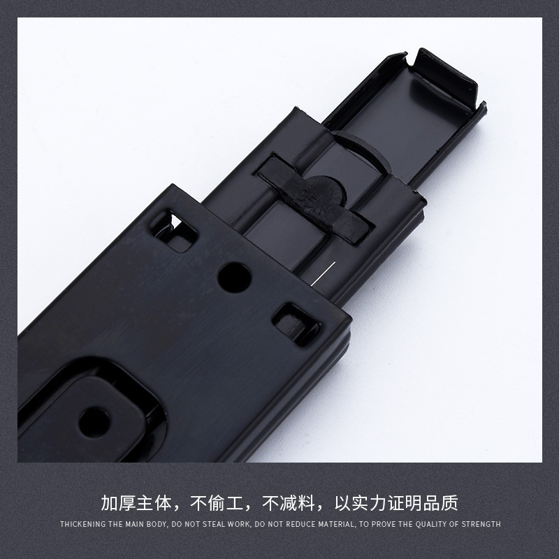 35mm wide three-section drawer slide rail 3508 black steel ball silent slide rail ball small track guide rail details Picture