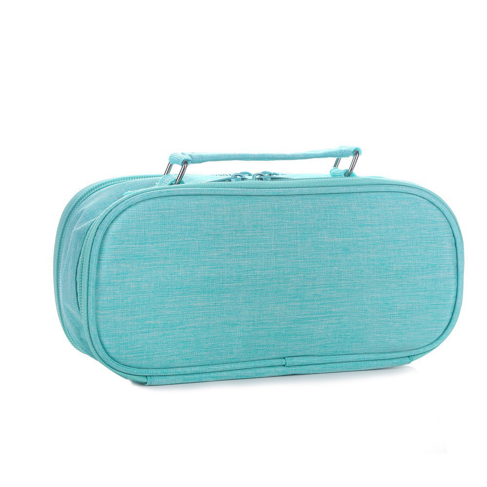 Large-capacity double-zipper stationery pen case, portable multi-functional pencil box, simple storage for junior high school, senior high school and primary school students' stationery Item Picture