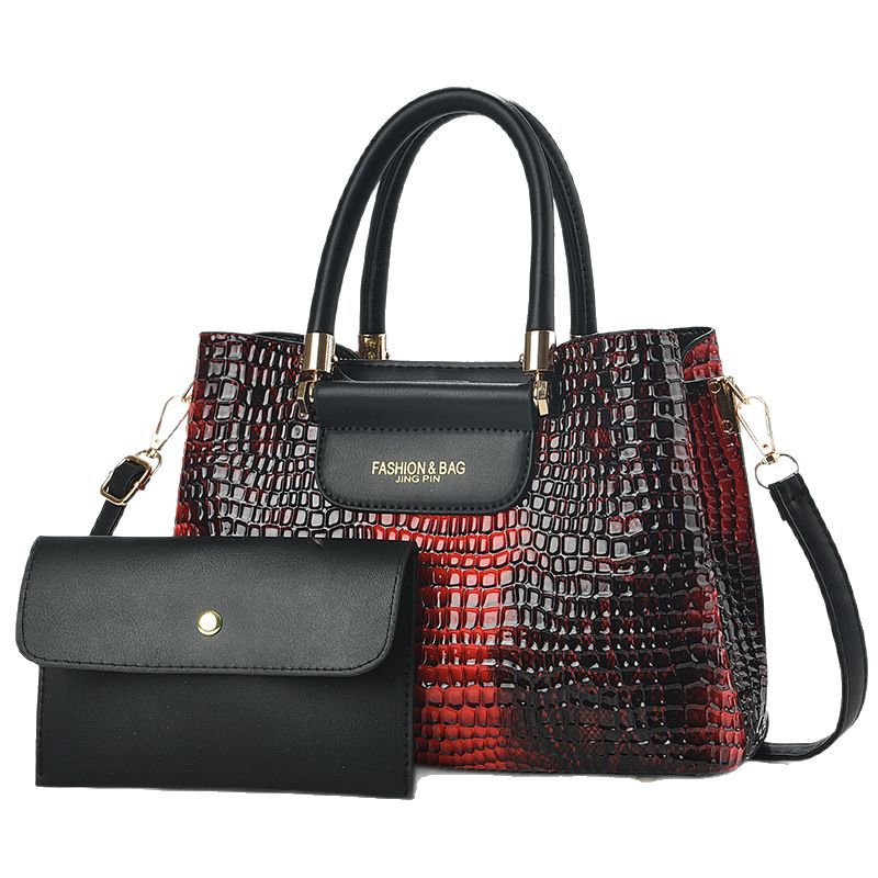 The 2025 new bright leather embossed large-capacity women's bag is fashionable and simple. It's a single-shoulder crossbody bag for middle-aged mothers with a checkered pattern Item Picture