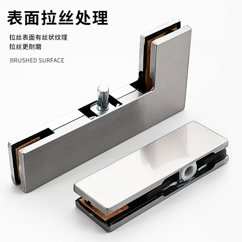 Spring door clamp, glass door upper and lower clamp, glass frameless sliding door, curved clamp, universal type, thickened door clamp Specification drawing