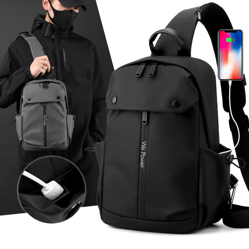 WEPOWER's new men's casual chest bag is a simple and fashionable crossbody bag with a large single-shoulder capacity and water repellent full figure