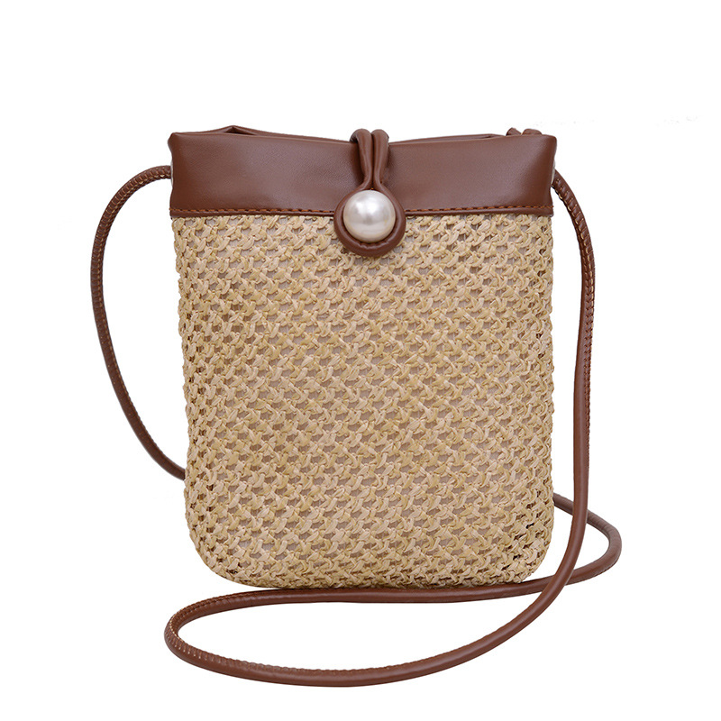 Korean version straw-woven bag for women's summer 2024 new style fashionable mobile phone bag, niche quality single-shoulder crossbody bag Item Picture
