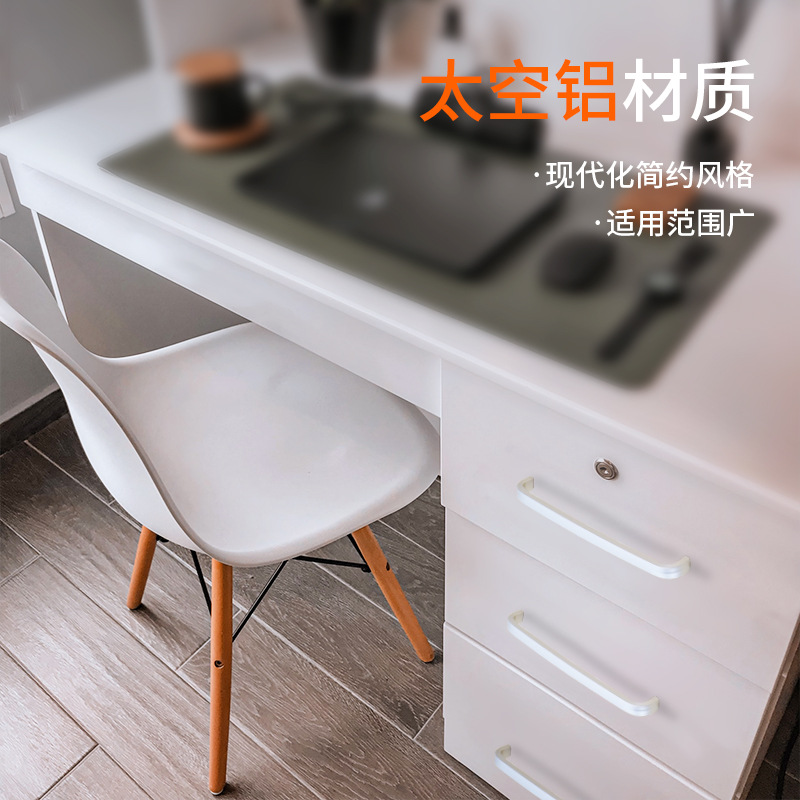 Space aluminum alloy handle, drawer, cabinet door handle, hole spacing 96, 128, cabinet and wardrobe exposed handle, aluminum color Specification drawing