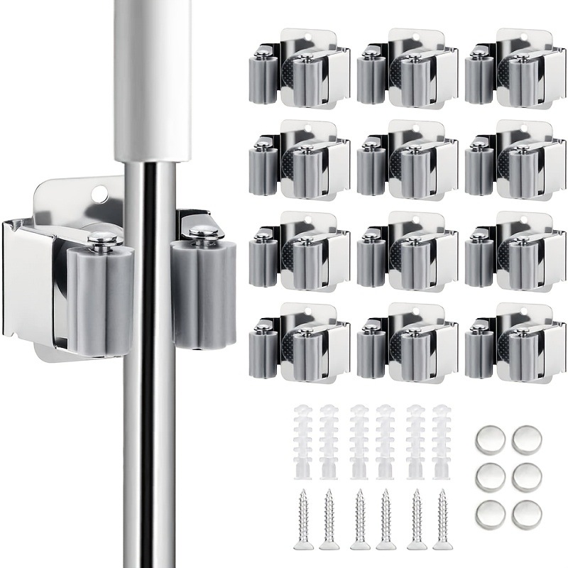 Cross-border best-selling mop clamp, wall-mounted stainless steel mop rack, mop broom hook, storage tool clamp, garage hanging Item Picture