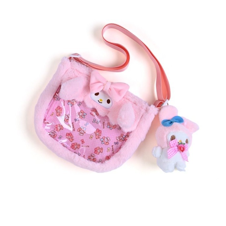 New Japanese-style cute Sanrio plush bag, transparent PVC crossbody bag, children's cartoon cute pendant, loose change Item Picture