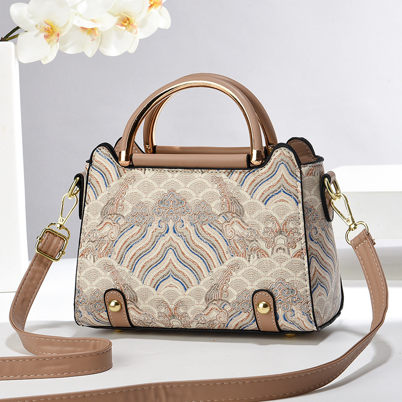 New color-blocked printed small bags with a casual and high-end feel, cross-border versatile single-shoulder bag, small square bag, handbag and crossbody bag Specification drawing
