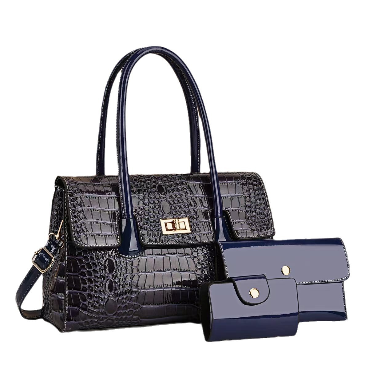A new, fashionable, cross-border, trendy and versatile crossbody bag with crocodile pattern, a large capacity single-shoulder bag for women Item Picture