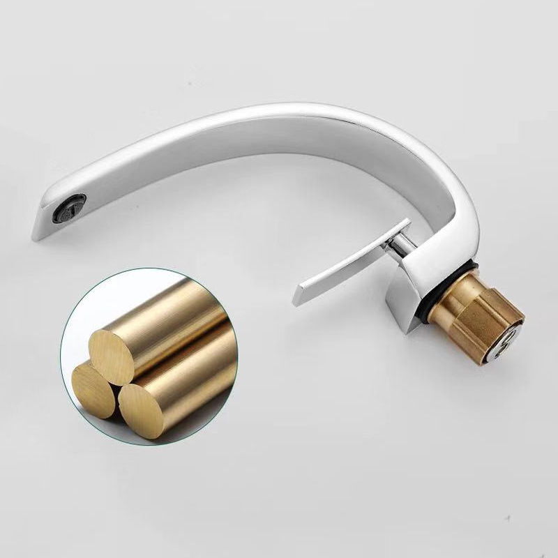 Cross-border Moon Bay cold and hot water faucets, bathroom washbasins, anti-splash creative all-copper washbasins and faucets details Picture