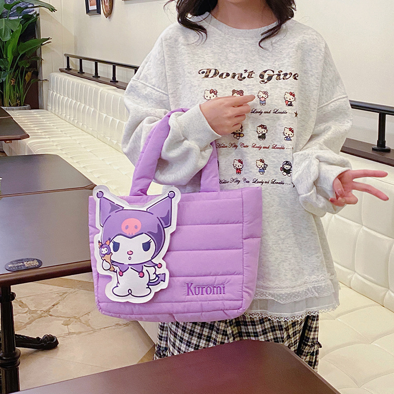 New cartoon down fabric handbag, Pacha dog single-shoulder armpit bag, cute large-capacity tote bag, birthday gift Specification drawing