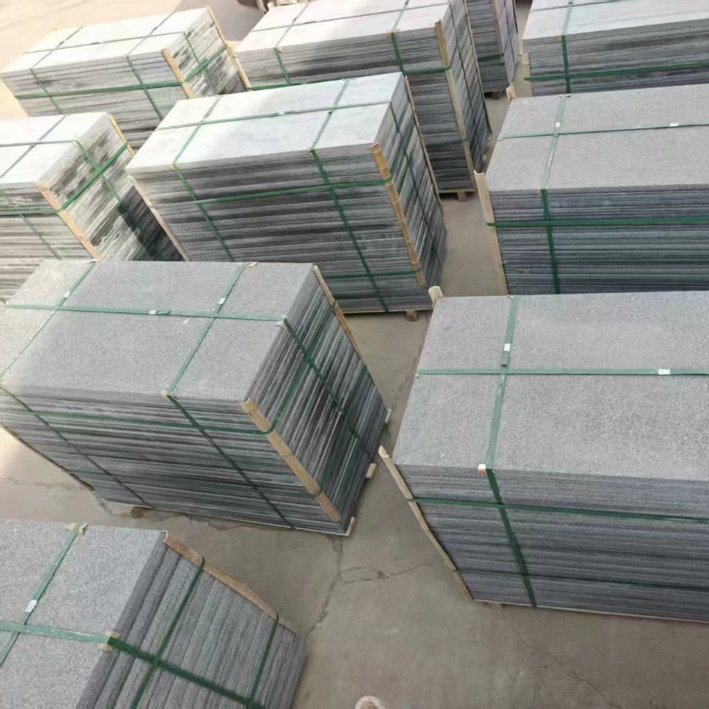 Binzhou green-faced floor paving stones, black marble, granite flamed slabs, square ground paving stones, stone materials for home decoration Specification drawing