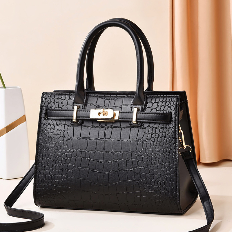 Women's large-capacity handbag 2024 new style, trendy crocodile pattern mom bag, fashionable crossbody bag, middle-aged women's bag consignment full figure