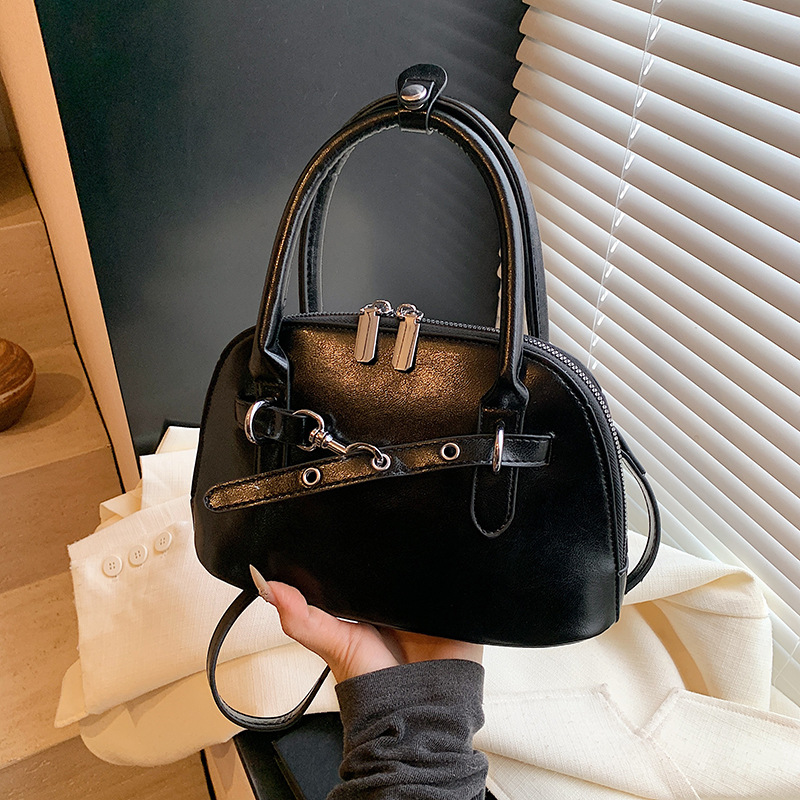 Trendy shell bag for women 2025 New style, retro bowling bag, casual hand-held crossbody bag, small commuting handbag Specification drawing