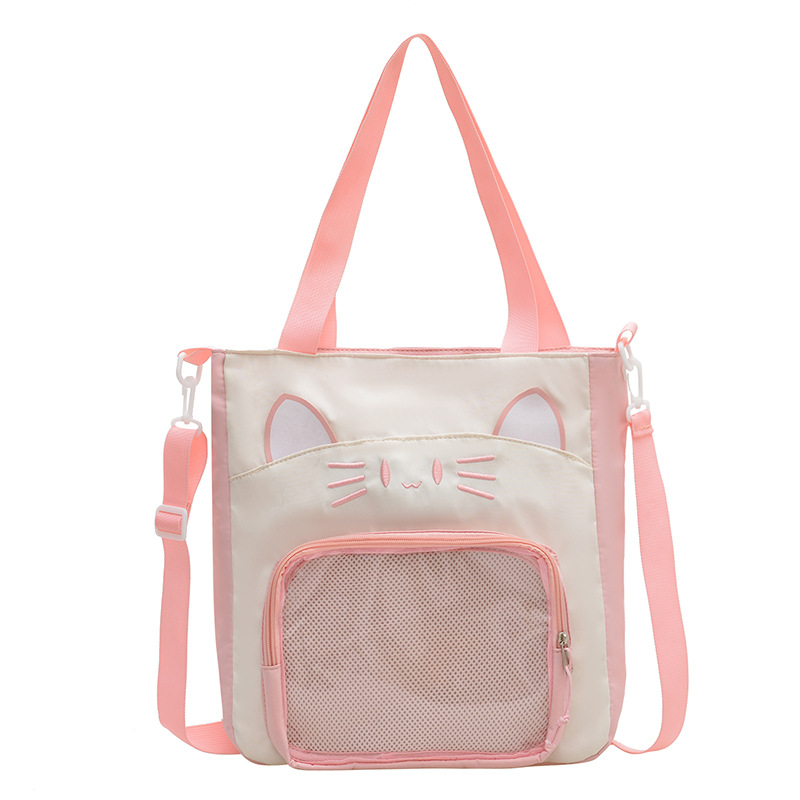 Cute cat pain bag, sweet single-shoulder crossbody bag, 2D transparent bag, student tutoring tote bag Item Picture