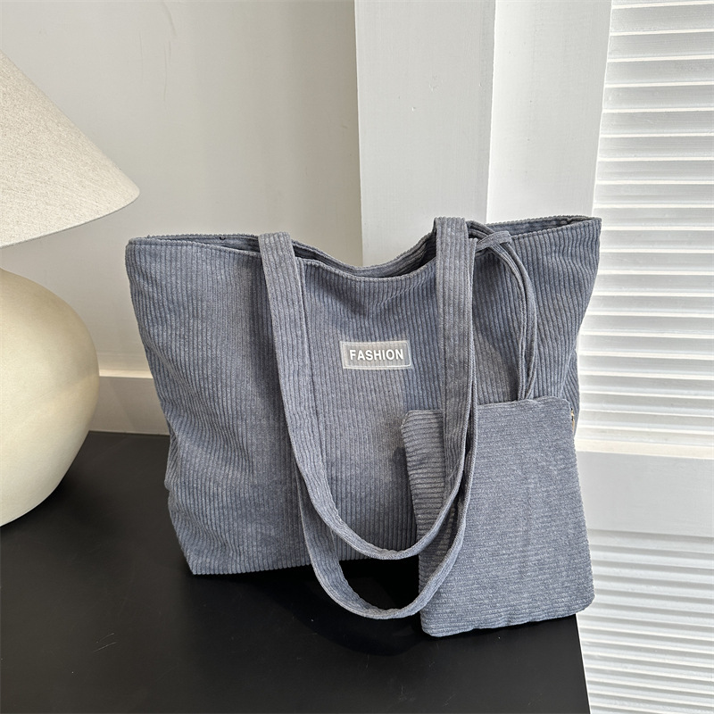 New women's bag, artistic striped handbag, large capacity for commuting, casual fabric bag, versatile single-shoulder tote bag details Picture