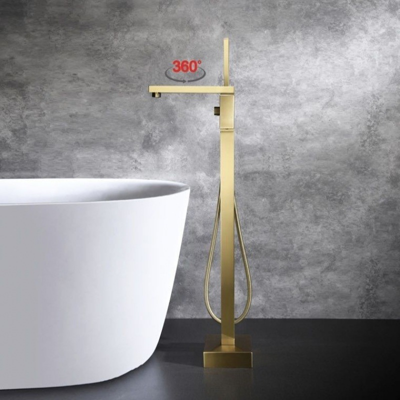 Floor-standing bathtub faucet, simple all-copper bathroom bathtub faucet, hot and cold water faucet, floor-standing type Application Scenario