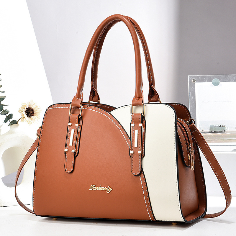 A simple and fashionable women's handbag with contrasting colors, a new single-shoulder crossbody bag for women in 2025, and a large-capacity commuter bag for women Specification drawing