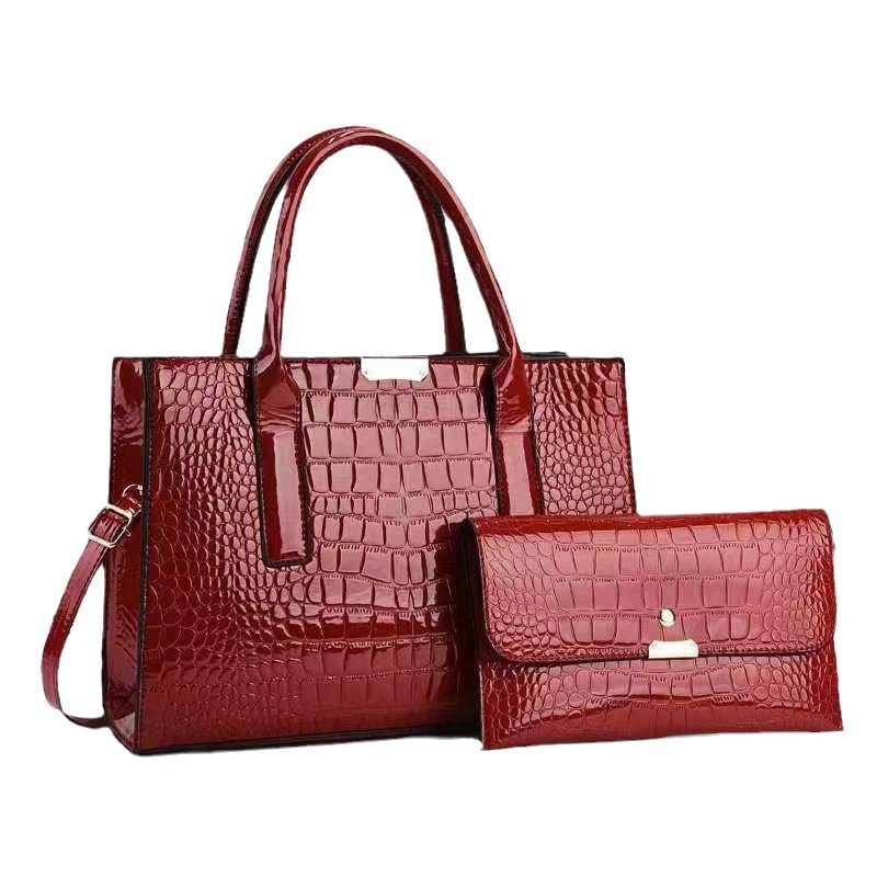 Women's bag 2024 European and American fashion mother-and-child handbag, crocodile pattern large-capacity tote bag, single-shoulder crossbody embossed women's bag Item Picture