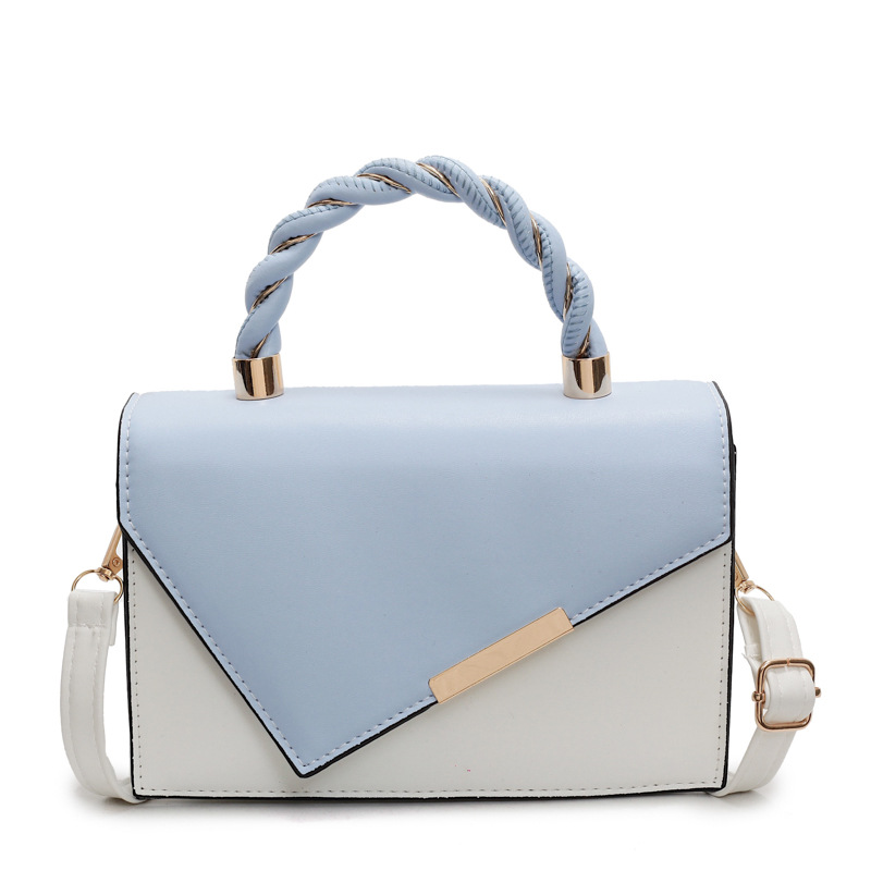 Korean style simple hand-held single-shoulder bag 2025 new style fashionable beveled edge patchwork color-blocking small square bag hand-held crossbody bag Item Picture